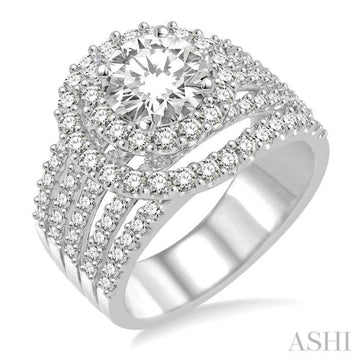 1 3/8 ctw Diamond Semi-mount Engagement Ring in 14K White Gold